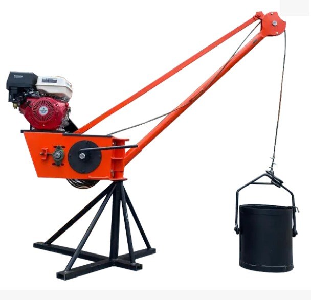 Pluma grúa con balde de 300kg, motor a gasolina 13HP